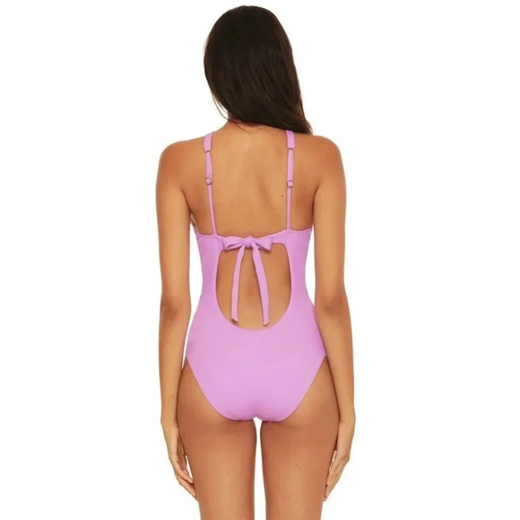 Becca Tessa High Neck One Piece Swimsuit in Orchid Size S NWT $148 - Picture 2 of 12